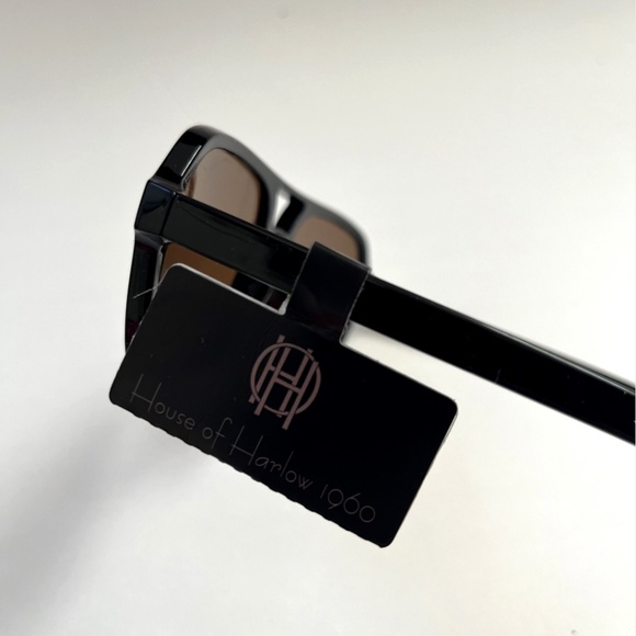 House of Harlow 1960 Aviator Sunglasses Black Double Bridge NWT Acetate Classic - Picture 4 of 6